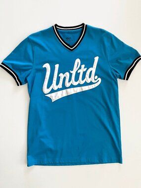 Ecko Unlimited Unltd Baseball Style Jersey Appliqué Shirt Medium M Pullover Blue